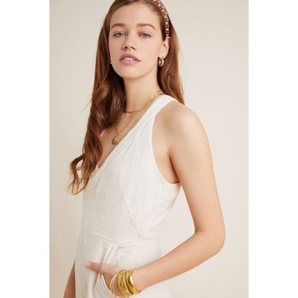 NEW Anthropologie Cream Cross Sleeveless Jumpsuit - Picture 4 of 7